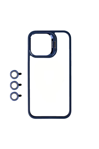 CEPCASE    Apple iPhone 15 Pro Max Kılıf Kamera Lens Korumalı Standlı Lens Aparatlı Tam Kalıp Kapak