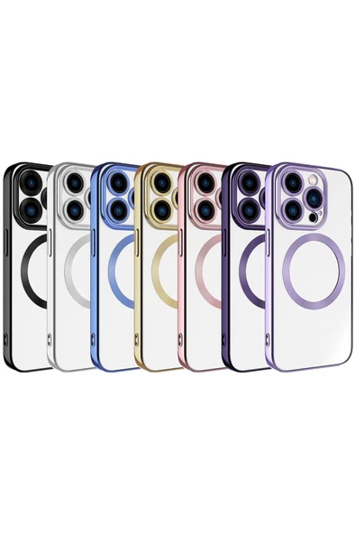 CEPCASE    Apple iPhone 15 Pro Max Kılıf Magsafe Wireless Şarj Özellikli Renkli Kenar Ve Kamera Çerçeveli - Resim 3