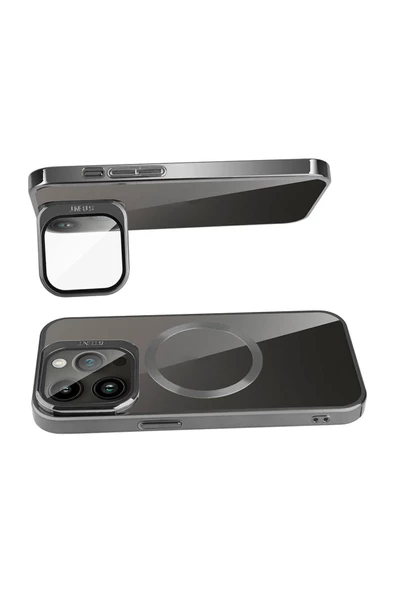 CEPCASE    Apple iPhone 15 Pro Max Kılıf Magsafe Wireless Şarjlı Stand Olabilen Kamera Lens Korumalı Standlı - Resim 3