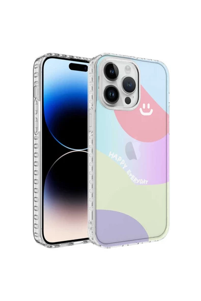 CEPCASE    iPhone 13 Pro Max Uyumlu Kılıf Kenar Korumalı Desenli Colorful Graphic Design Silikon Kapak