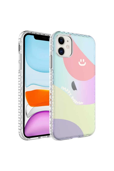 CEPCASE    iPhone 11  Uyumlu Kılıf Kenar Korumalı Desenli Colorful Graphic Design Silikon Kapak