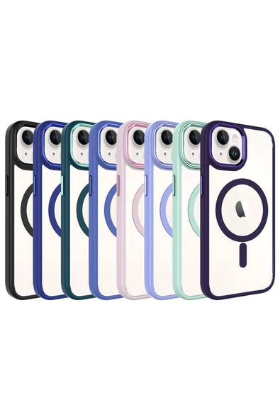 CEPCASE    Iphone 15 Plus Kılıf Wireless Mıknatıslı Magsafe Şarj Özellikli Krom Detay Kalıp - Resim 3