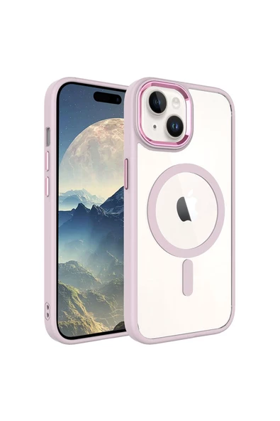 CEPCASE    Iphone 15 Kılıf Wireless Mıknatıslı Magsafe Şarj Özellikli Krom Detay Kalıp Kapak - Resim 2