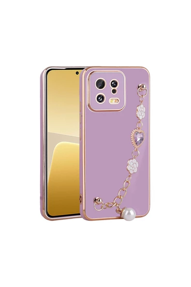CEPCASE    Xiaomi Mi 13 Kılıf Taşlı El Tutma Aparatlı Kamera Korumalı Silikon Kapak