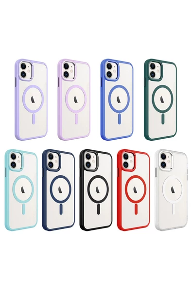 CEPCASE    Iphone 11 Kılıf Wireless Mıknatıslı Magsafe Şarj Özellikli Krom Detay Kalıp Kapak - Resim 4