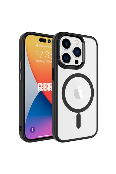 CEPCASE    Iphone 15 Pro Max Kılıf Wireless Mıknatıslı Magsafe Şarj Özellikli Krom Detay Kalıp