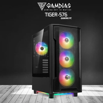GAMDIAS TIGER-576, RYZEN 5 7600, 16Gb DDR5 Ram, 512Gb NVMe SSD, 8Gb GDDR5 RX580 Ekran Karti, 750W Kasa, Free Dos GAMING PC