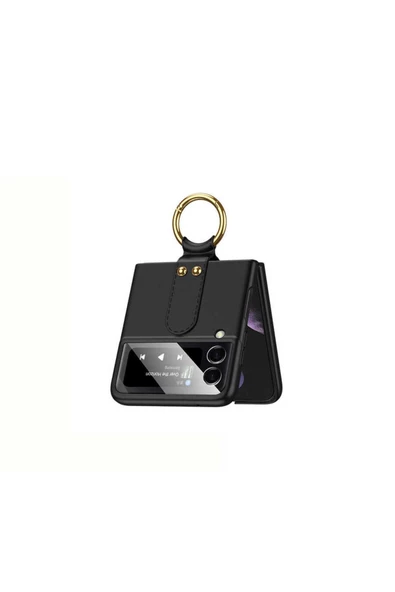 CEPCASE    Galaxy Z Flip 3 Kılıf Yüzük Aparatlı Matte Yüzey Kamera Korumalı Flip Ring Tam Kalıp - 3