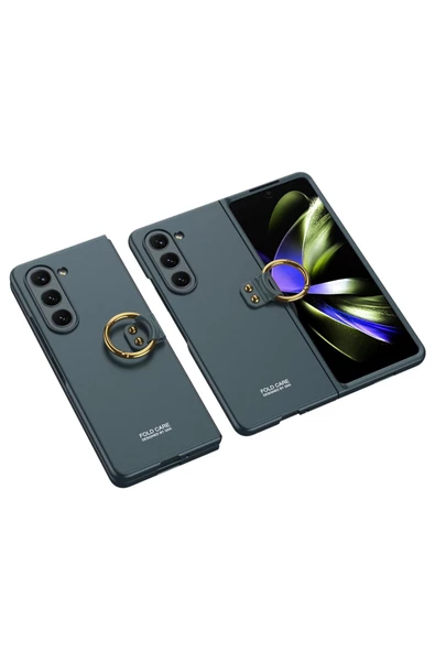 CEPCASE    Galaxy Z Fold 5 Kılıf Kılıf Kılıf Yüzük Aparatlı Matte Yüzey Kamera Korumalı Flip Ring Kalıp - Resim 2
