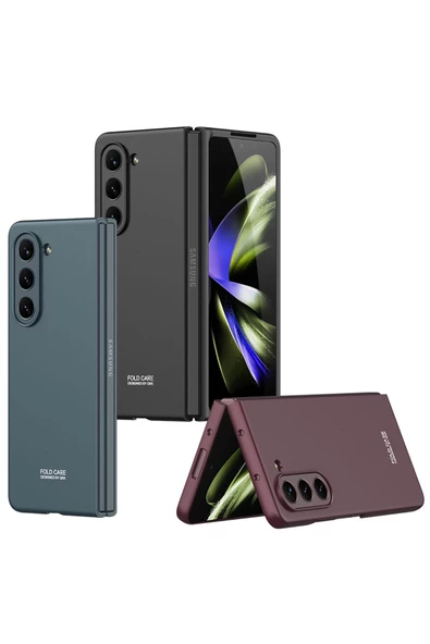 CEPCASE    Samsung Galaxy Z Fold 5 Kılıf Matte Yüzey Kamera Korumalı Slim Hard Tam Kalıp Kapak - Resim 3