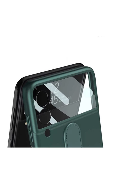 CEPCASE    Galaxy Z Flip 3 Kılıf Yüzük Aparatlı Matte Yüzey Kamera Korumalı Flip Ring Tam Kalıp - Resim 6