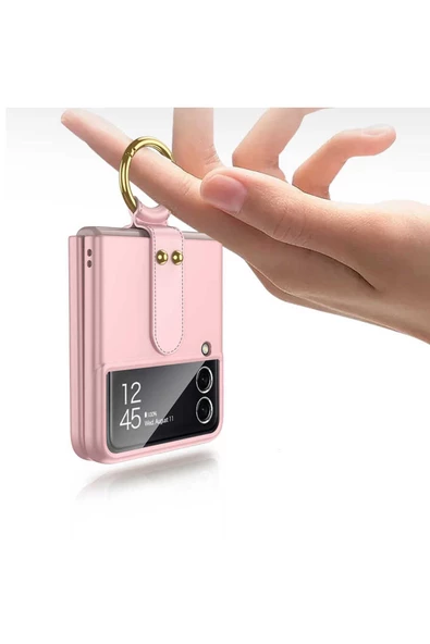 CEPCASE    Galaxy Z Flip 3 Kılıf Yüzük Aparatlı Matte Yüzey Kamera Korumalı Flip Ring Tam Kalıp - Resim 5