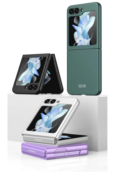 CEPCASE    Samsung Galaxy Z Flip 5 Kılıf Matte Yüzey Kamera Korumalı Slim Hard Tam Kalıp Kapak - Resim 3