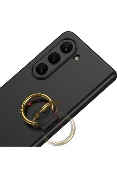 CEPCASE    Galaxy Z Fold 5 Kılıf Kılıf Kılıf Yüzük Aparatlı Matte Yüzey Kamera Korumalı Flip Ring Kalıp - Resim 6