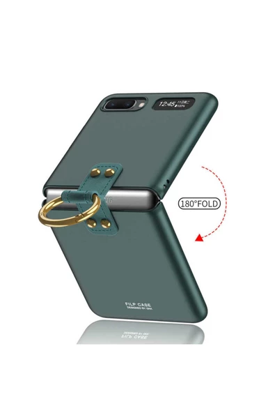 CEPCASE    Galaxy Z Flip Kılıf Kılıf Yüzük Aparatlı Matte Yüzey Kamera Korumalı Flip Ring Tam Kalıp - Resim 4
