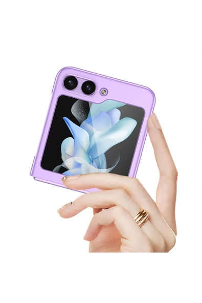 CEPCASE    Samsung Galaxy Z Flip 5 Kılıf Matte Yüzey Kamera Korumalı Slim Hard Tam Kalıp Kapak - Resim 5