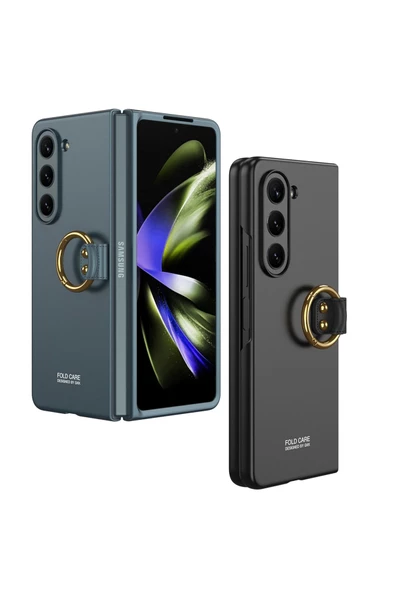 CEPCASE    Galaxy Z Fold 5 Kılıf Kılıf Kılıf Yüzük Aparatlı Matte Yüzey Kamera Korumalı Flip Ring Kalıp - Resim 4