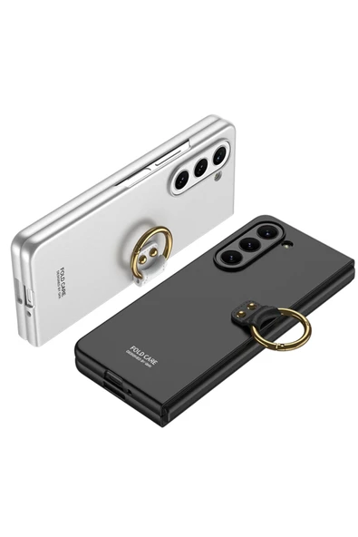 CEPCASE    Galaxy Z Fold 5 Kılıf Kılıf Kılıf Yüzük Aparatlı Matte Yüzey Kamera Korumalı Flip Ring Kalıp - Resim 3