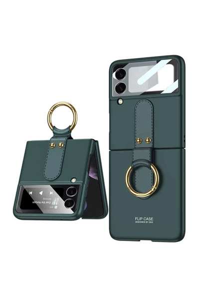 CEPCASE    Galaxy Z Flip 3 Kılıf Yüzük Aparatlı Matte Yüzey Kamera Korumalı Flip Ring Tam Kalıp ürün görseli