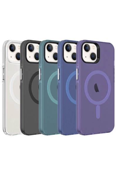 CEPCASE    Iphone 14 Kılıf Magsafe Şarj Özellikli Buzlu Matte Transparent Tam Kalıp - Resim 3