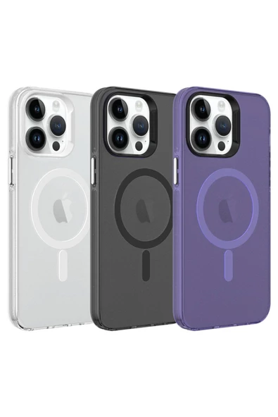 CEPCASE    Iphone 14 Pro Kılıf Magsafe Şarj Özellikli Buzlu Matte Transparent Tam Kalıp - Resim 3