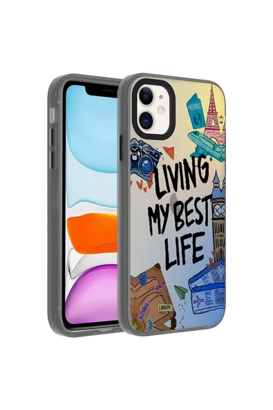 CEPCASE    Iphone 11 Kılıf Baskılı Kamera Çıkıntılı Tam Saran Kalıp Sert Sağlam Kapak