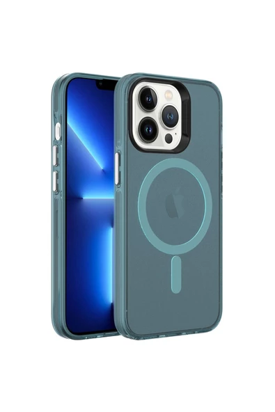 CEPCASE    Iphone 13 Pro Kılıf Magsafe Şarj Özellikli Buzlu Matte Transparent Tam Kalıp - Resim 2