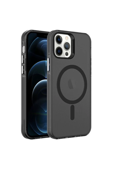 CEPCASE    Iphone 12 Pro Kılıf Magsafe Şarj Özellikli Buzlu Matte Transparent Tam Kalıp - Resim 2