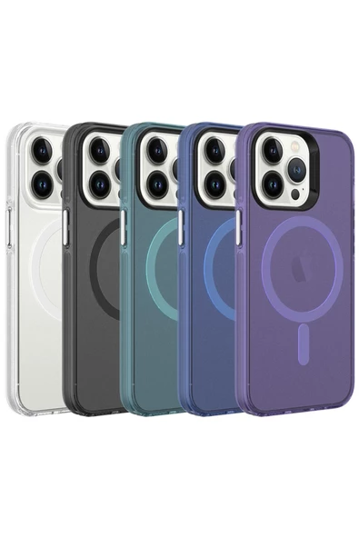 CEPCASE    Iphone 13 Pro Kılıf Magsafe Şarj Özellikli Buzlu Matte Transparent Tam Kalıp - Resim 3