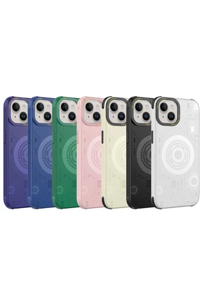 CEPCASE    Iphone 13 Kılıf Wireless Mıknatıslı Şarj Özellikli Technology Desenli Kamera Korumalı - Resim 3