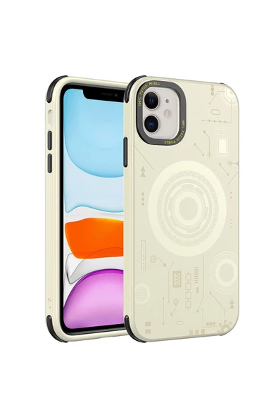CEPCASE    Iphone 11 Kılıf Wireless Mıknatıslı Şarj Özellikli Technology Desenli Kamera Korumalı - Resim 2