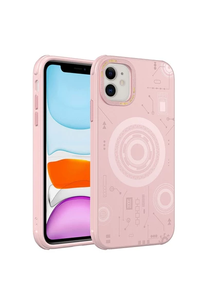 CEPCASE    Iphone 12 Kılıf Wireless Mıknatıslı Şarj Özellikli Technology Desenli Kamera Korumalı - Resim 2