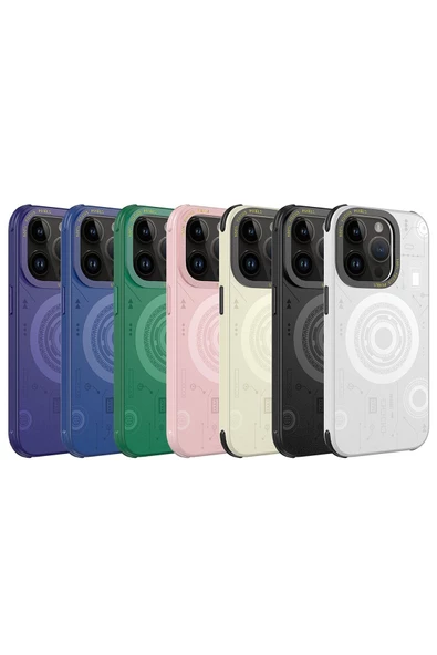 CEPCASE    Iphone 14 Pro Max Kılıf Wireless Mıknatıslı Şarj Özellikli Technology Desenli Kamera Korumalı - Resim 3