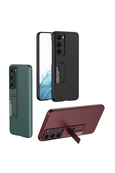 CEPCASE    Samsung Galaxy S23 Plus Kılıf Standlı Yan Dik Kullanım Kamera Lens Korumalı Full Protection Kapak - Resim 4