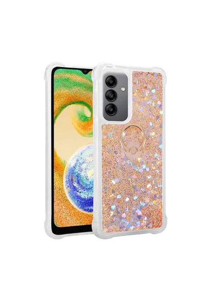 CEPCASE    Galaxy A34 Kılıf Kılıf Yüzük Standlı Sıvılı Simli Pullu Renkli Desenli Silikon Kapak - 2