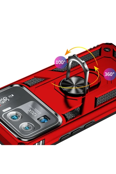 CEPCASE    Xiaomi Mi 11 Ultra Kılıf Standlı Magnet Mıknatıslı Yüzük Armored Zırhlı Kapak - Resim 5