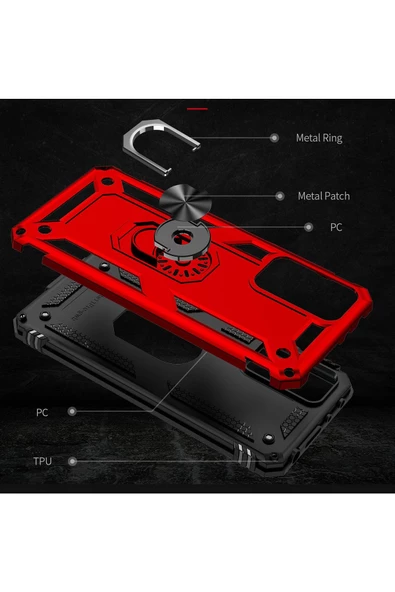 CEPCASE    Xiaomi Redmi Note 12 Pro 4G Kılıf Standlı Magnet Mıknatıslı Yüzük Armored Zırhlı Kapak - Resim 6