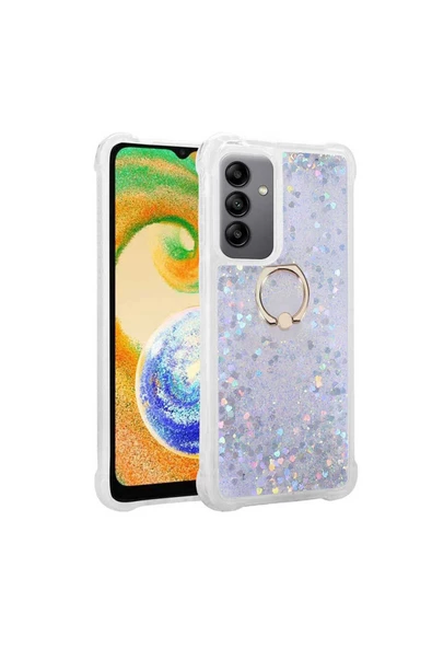 CEPCASE    Galaxy A34 Kılıf Kılıf Yüzük Standlı Sıvılı Simli Pullu Renkli Desenli Silikon Kapak ürün görseli