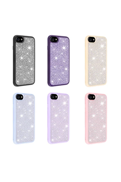 CEPCASE    Iphone Se 2022 Kılıf Diamond Pırılrı Parlak Taşlı Tasarım Tam Koruma Protector Kapak - Resim 3