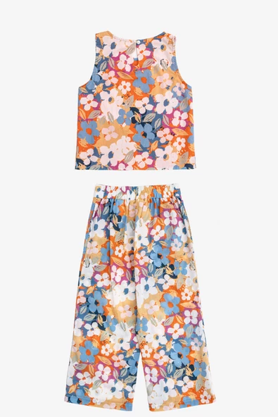 Carla Çiçek Desenli Kız Çocuk Bluz Pantolon 2'li Takım - 2