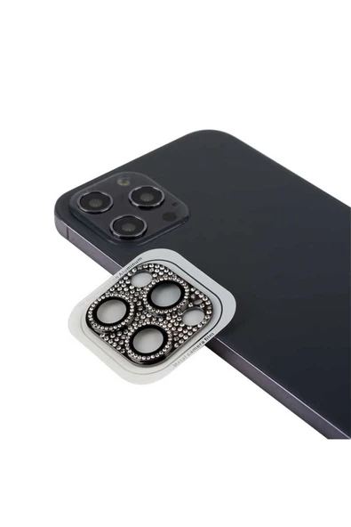 CEPCASE    Iphone 12 Pro Kamera Lens Koruyucu Diamond Pırıltı Taşlı Tasarım - Resim 4