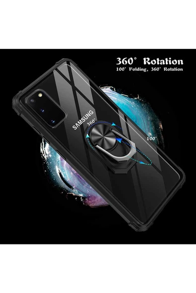 CEPCASE    Samsung Galaxy S20 Kılıf Arka Şeffaf Köşe Ve Yüzük Renkli Darbeye Dayanıklı Sert Pc Kapak - Resim 6