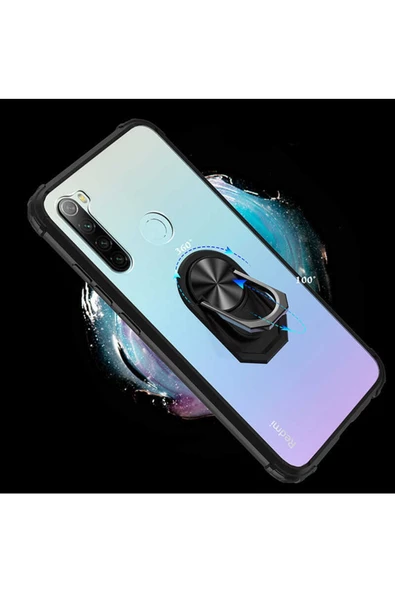 CEPCASE    Xiaomi Redmi Note 8 Kılıf Arka Şeffaf Köşe Ve Yüzük Renkli Darbeye Dayanıklı Sert Pc Kapak - Resim 6