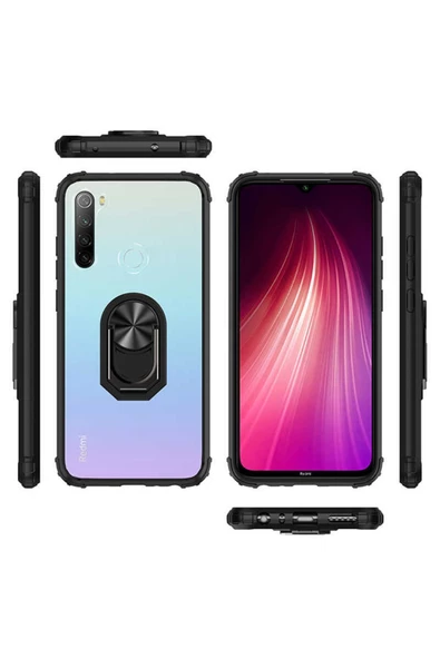 CEPCASE    Xiaomi Redmi Note 8 Kılıf Arka Şeffaf Köşe Ve Yüzük Renkli Darbeye Dayanıklı Sert Pc Kapak - Resim 5