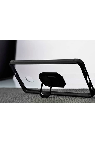 CEPCASE    Samsung Galaxy A21 Kılıf Arka Şeffaf Köşe Ve Yüzük Renkli Darbeye Dayanıklı Sert Pc Kapak - Resim 3