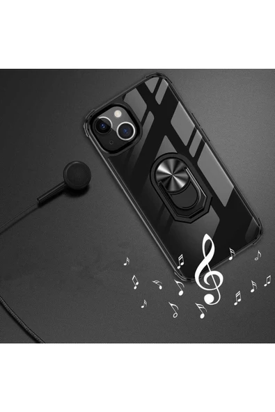 CEPCASE    Iphone 13 Kılıf Arka Şeffaf Köşe Ve Yüzük Renkli Darbeye Dayanıklı Sert Pc Kapak - Resim 3