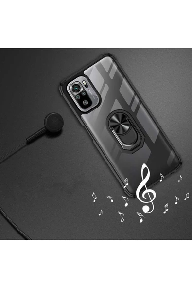 CEPCASE    Xiaomi Redmi Note 10s Kılıf Arka Şeffaf Köşe Ve Yüzük Renkli Darbeye Dayanıklı Sert Pc Kapak - Resim 5