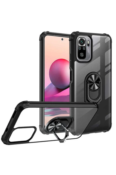 CEPCASE    Xiaomi Redmi Note 10s Kılıf Arka Şeffaf Köşe Ve Yüzük Renkli Darbeye Dayanıklı Sert Pc Kapak - Resim 2