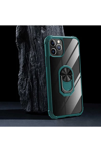 CEPCASE    Iphone 11 Pro Kılıf Arka Şeffaf Köşe Ve Yüzük Renkli Darbeye Dayanıklı Sert Pc Kapak - Resim 6