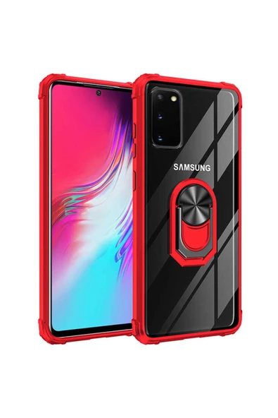 CEPCASE    Samsung Galaxy S20 Kılıf Arka Şeffaf Köşe Ve Yüzük Renkli Darbeye Dayanıklı Sert Pc Kapak - Resim 2